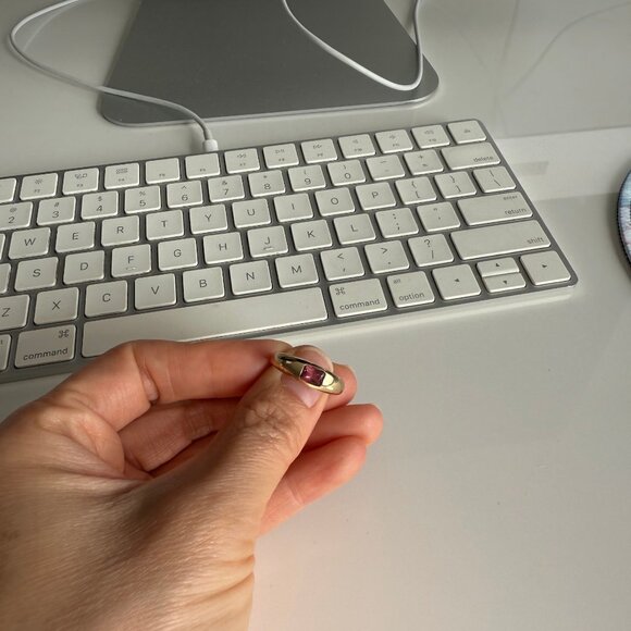 Luna Skye 14k Gold Emerald Cut Amethyst Dome Ring in US 7.5 Size - Picture 3 of 6